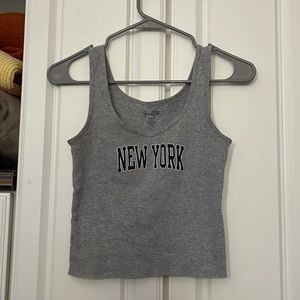 grey crop top with “new york”
